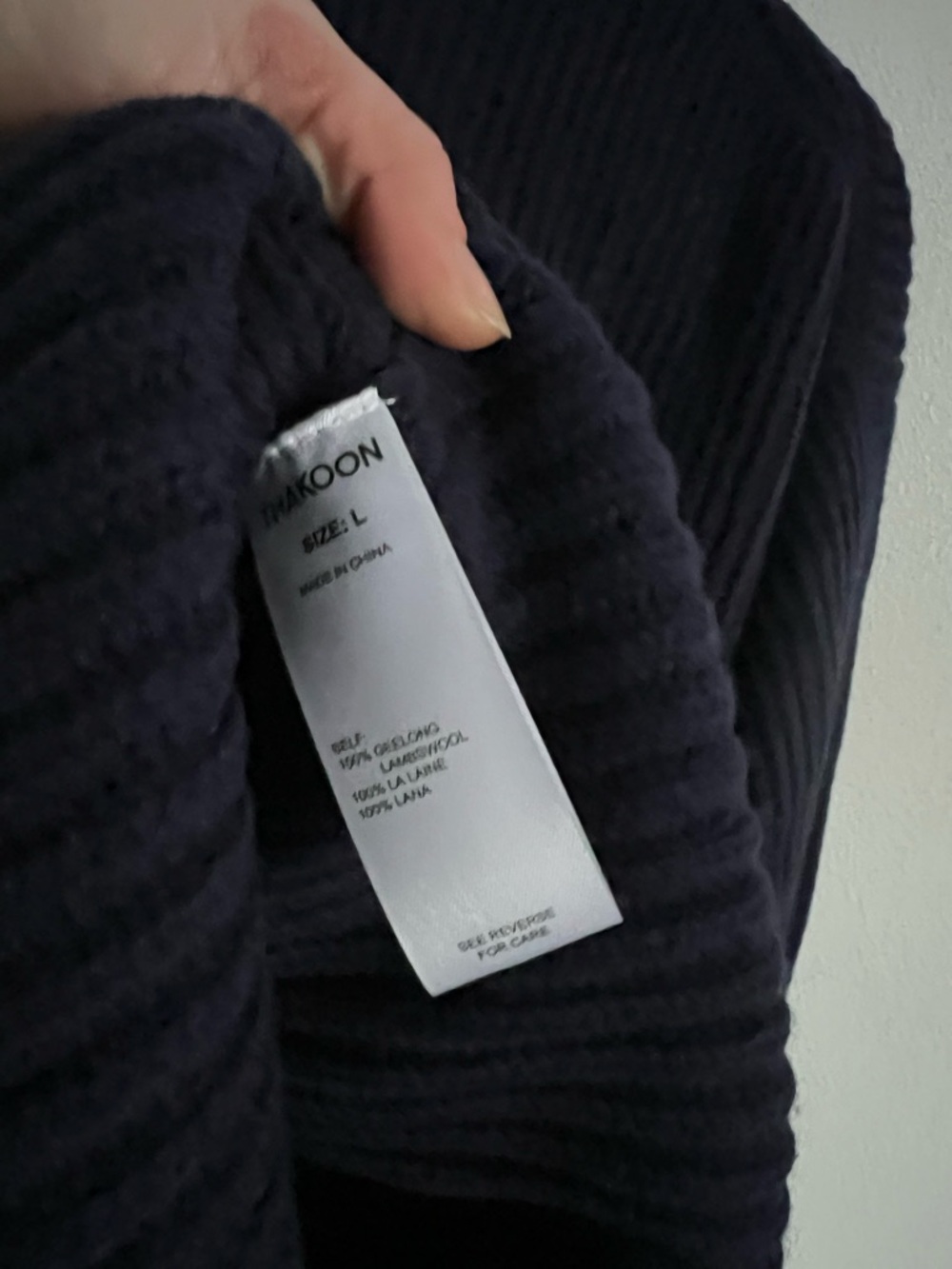 NWT Thakoon Navy Ribbed Turtleneck Pullover, size large - Picture 6 of 8